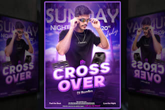 design party flyer, club or event flyer or poster for  instagram or print