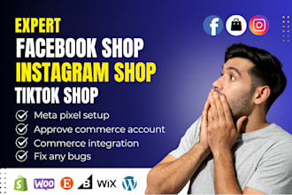 setup instagram shop,tiktok,facebook shop ,fix meta pixel,shopify