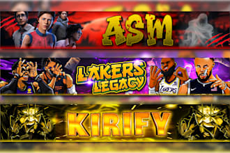 design youtube banner, gaming banner, twitch banner and pfp
