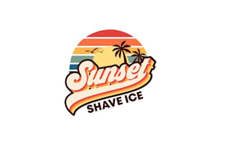design unique sunset shave ice logo