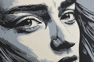 create a portrait print linocut style digital art