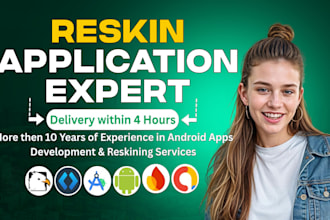 reskin android app, modify app,redesign with expert android developer for reskin