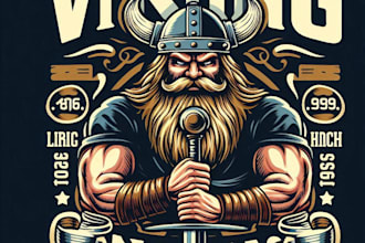 design a vintage classic viking mascot logo and t shirt graphic for your brand