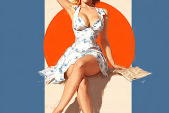 draw a pin up girl and pin up girl illustration