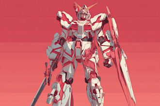 do gundam mecha robot transformer illustration