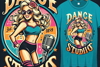 vintage dance studio mascot logo t shirt design with retro vibes