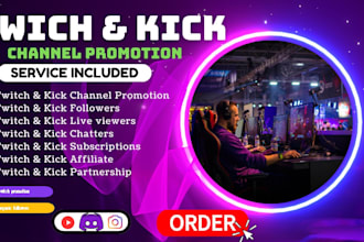 do organic twitch or kick promotion, twitch live views and twitch partnerships