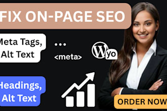 fix on page SEO issues like meta tags, headings, image alt