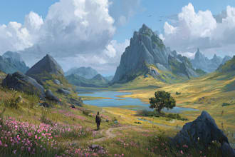 do sci fi fantasy landscape, background illustration
