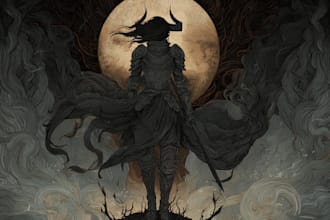 draw dark art illustration with engraving style