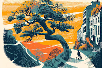 create artistic linocut illustration