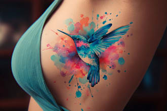 create a beautiful watercolor flowers tattoo design for you