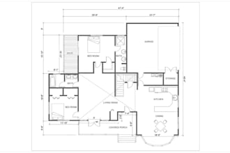 redraw 2d floor plan house plan elevation,interior layout, autocad, hvac drawing