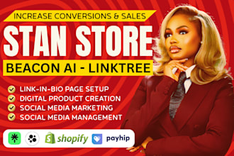 setup and connect beacon ai, stan store,  linktree to your social media pages