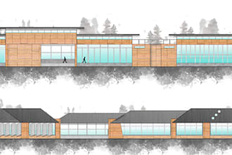render architecture site and drawings in photoshop