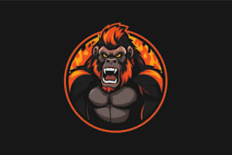 design high quality gorilla logo with t shirt concept