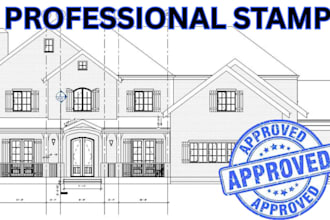 draw review stamp architectural plan mep floor plan site plan for city permit