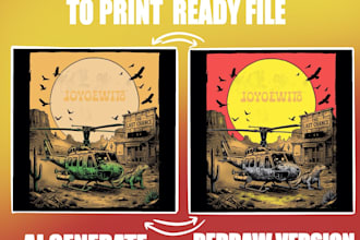 redraw ai generated art into print ready tshirt design