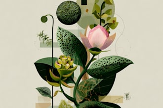 create a botanical illustration of flowers