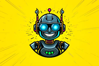 create modern geek robot logo with unique t shirt design