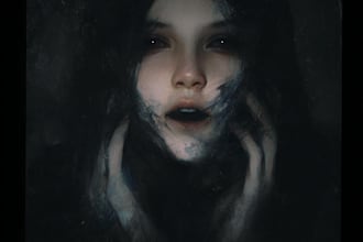 paint digital realistic or abstract dark art portraits