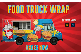 design food truck wrap, car wrap, truck wrap, vehicle warp