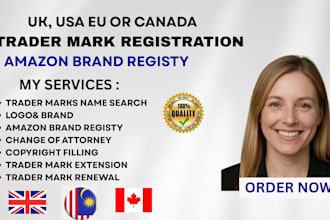 help with trademark registration USA, UK, eu or canada and search