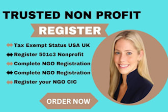 register your nonprofit or charity in the US, UK, canada 501c3, cra, cio