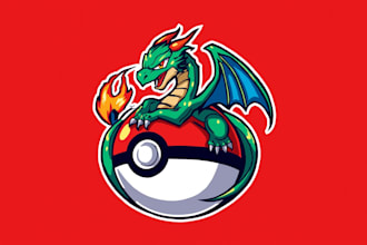 create unique dragon with poké ball logo t shirt  design