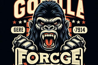 vintage old school gorilla mascot logo t shirt design