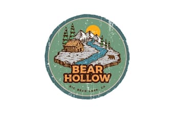 design pictorial rustic mountain lodge retreat logo