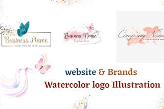 create attractive watercolor illustration website logo watercolor design