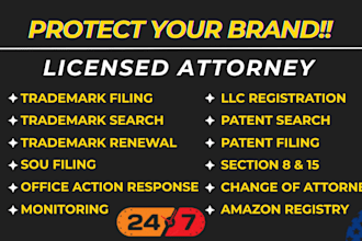 do trademark filing, trademark search, sou and extension filing, office action
