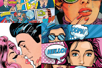 draw nsfw retro, illustration, retro comic book, vintage comic, retro comic page