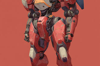 create  mecha gundam and humanoid character concept for you