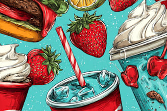 design food pop art of your food pop art illustration
