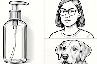 design detailed black and white sketch and vector art for children books