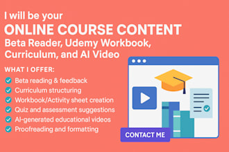 be your online course content beta reader udemy workbook curriculum and ai video