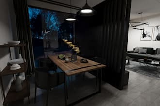 rearrange interior furniture set, wooden wall partition, mud room rendering,tile