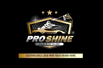 do attractive automotive, car wash, racing or car repair logo design