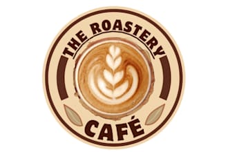 design a unique and aesthetic coffee shop logo with latte art elements