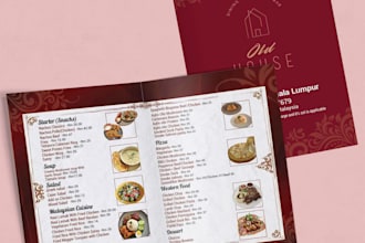 design professional and modern food menu cards for your restaurant or cafe