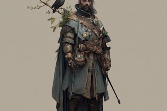 create epic fantasy character illustrations for