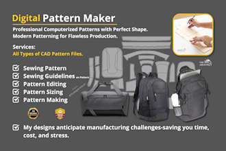 design professional cad sewing patterns for custom bags
