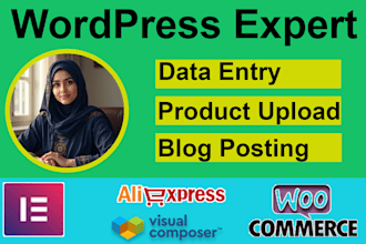 do wordpress data entry and woocommerce product upload