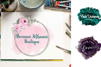 create beautiful watercolor,feminine or signature logo
