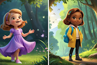illustrate children story book illustration, kids story book illustration