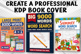 create a KDP book cover for puzzle activity word search