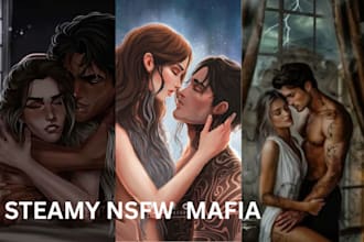 do nsfw steamy erotic mafia novel, fantasy romance couple shifter book cover art