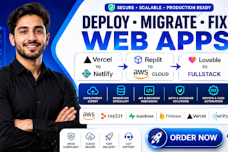deploy migrate vercel to netlify, replit to hipaa AWS cloud lovable to fullstack